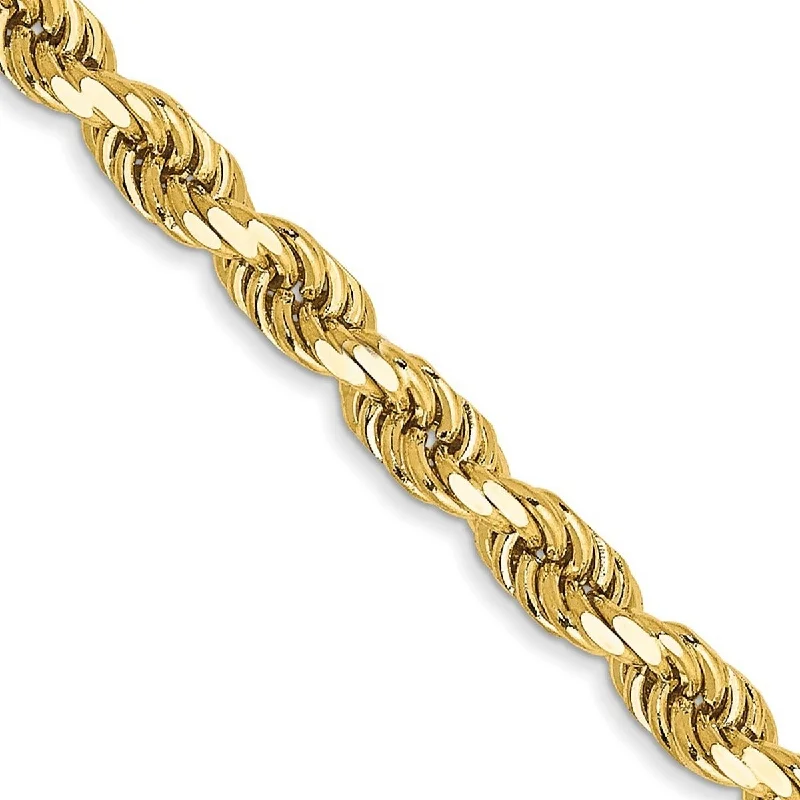 Curata 14k Gold 3.5mm Semi solid Sparkle Cut Rope Chain Bracelet