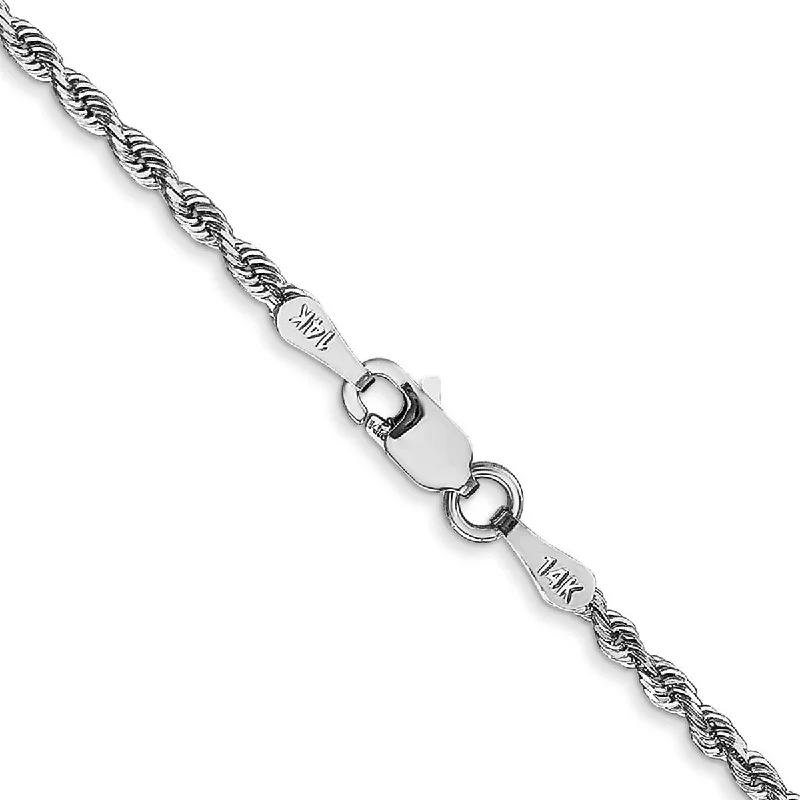 Curata 14k White Gold 10" 2.0mm Diamond Cut Quadruple Rope Chain Ankle Bracelet (Lobster-claw)