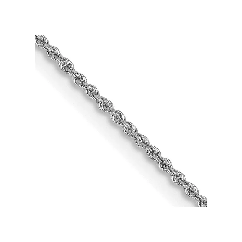 Curata 14k White Gold Solid 1.75mm Regular Rope Bracelet Lobster Claw