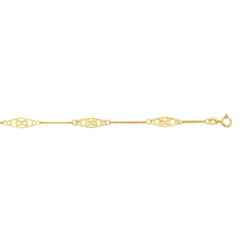 Curata 14k White or Yellow Gold 10" Adjustable Twisted Bar Infinity Anklet