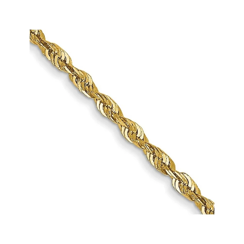 Curata 14k Yellow Gold 10" Extra Lightweight 1.5mm Diamond-cut Rope Chain Anklet (Lobster-claw)