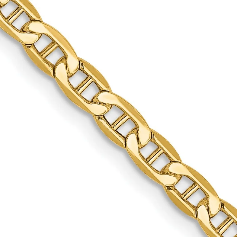 Curata 14k Yellow Gold 9" 3.2mm Semi solid Mariner Anchor Chain Anklet (Lobster-claw)