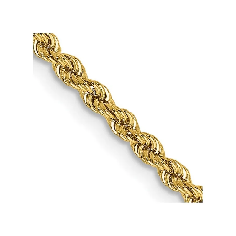 Curata 14k Yellow Gold Solid 10" 2.25mm Heavy Handmade Regular Rope Chain Anklet (Lobster-claw)