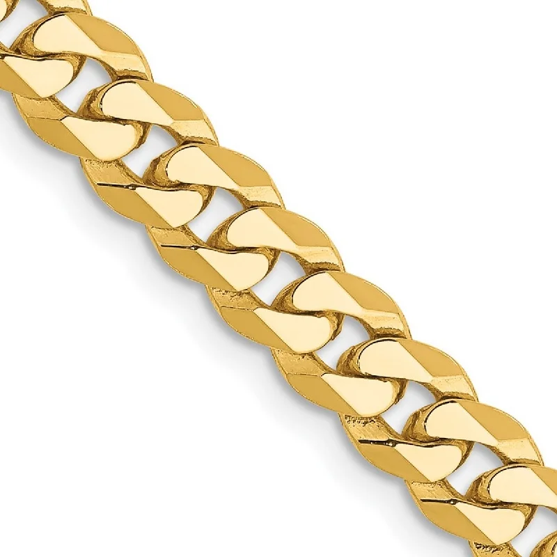 Curata 14k Yellow Gold Solid 5.75mm Beveled Curb Chain Anklet 9 Inch