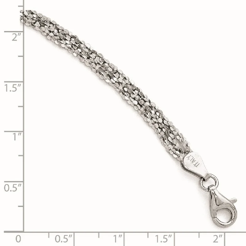 Curata 925 Sterling Silver Polished Fancy Lobster Closure Textured Three Strand Anklet With 1inch Ext 9 Inch