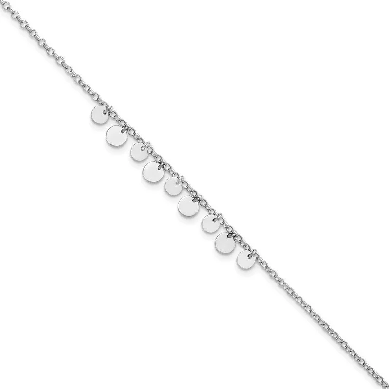 Curata 925 Sterling Silver Rhodium Plated With 1.5inch Anklet 9 Inch