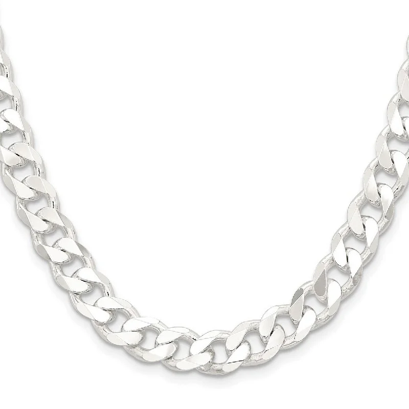 Curata 925 Sterling Silver Solid Polished 9mm Curb Chain Anklet 9 Inch Lobster Claw