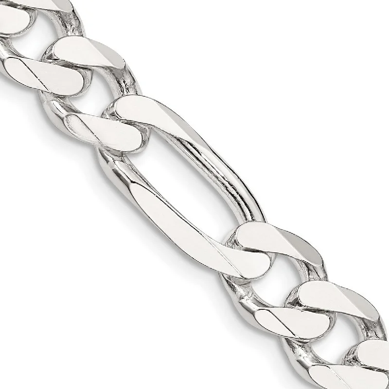 Curata 925 Sterling Silver Solid Polished 9mm Figaro Chain Anklet 9 Inch Lobster Claw