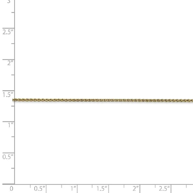 Curata Women's 10k Yellow Gold 1.2mm Parisian Wheat Chain Ankle Bracelet - 10 Inch