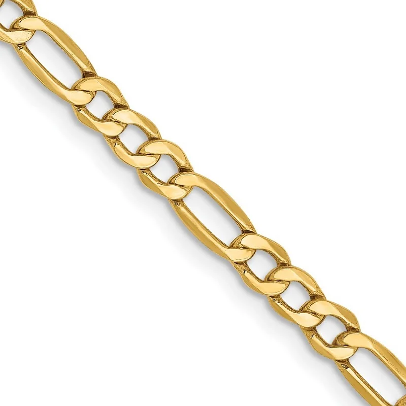 Curata Women's 14k 3.5mm Semi-solid Figaro Chain Anklet- 10 Inch