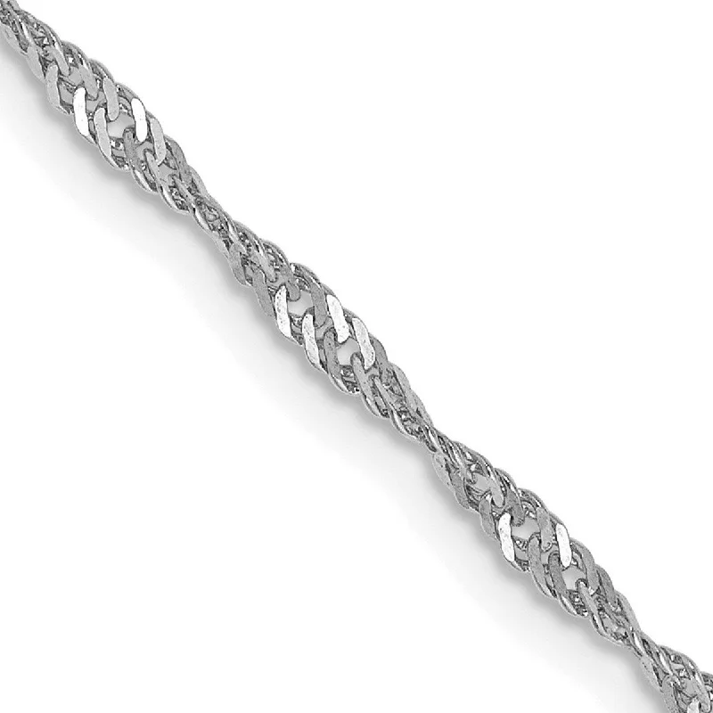 Curata Women's 14k White Gold 1.65mm Solid Singapore Chain Anklet - 9 Inch - Lobster Claw