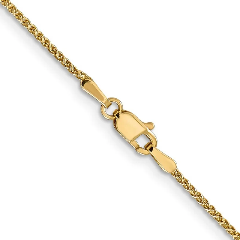 Curata Women's 14k Yellow Gold 1.2mm Sparkle-Cut Spiga Chain Anklet- 10 Inch