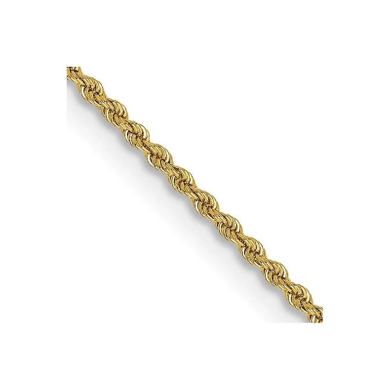 Curata Women's 14k Yellow Gold 2mm Handmade Regular Rope Chain Anklet - 10 Inch