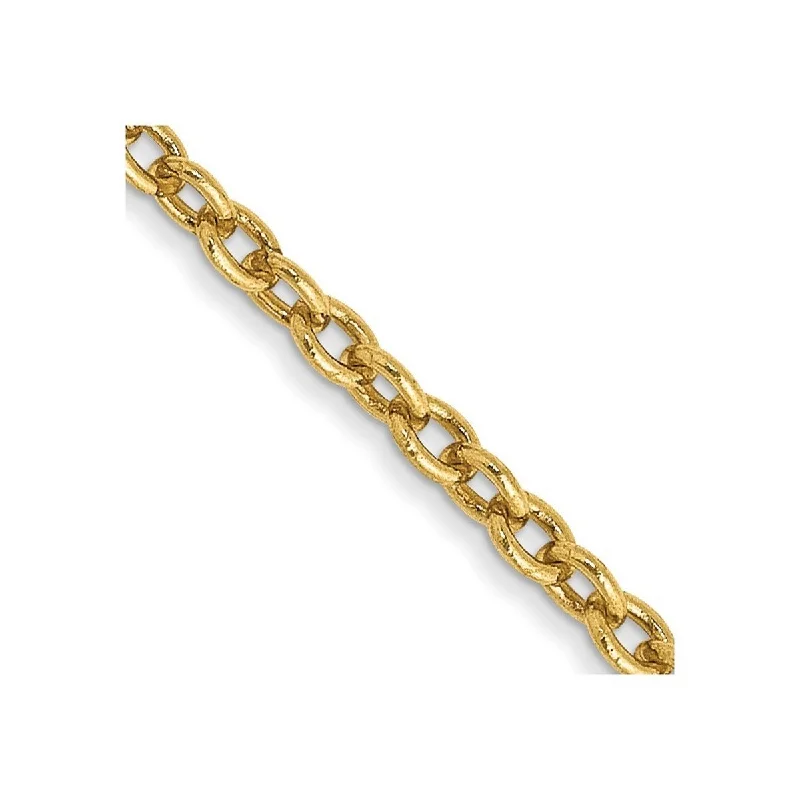 Curata Women's 14k Yellow Gold 2mm Solid Polished Cable Chain Anklet - 9 Inch - Lobster Claw