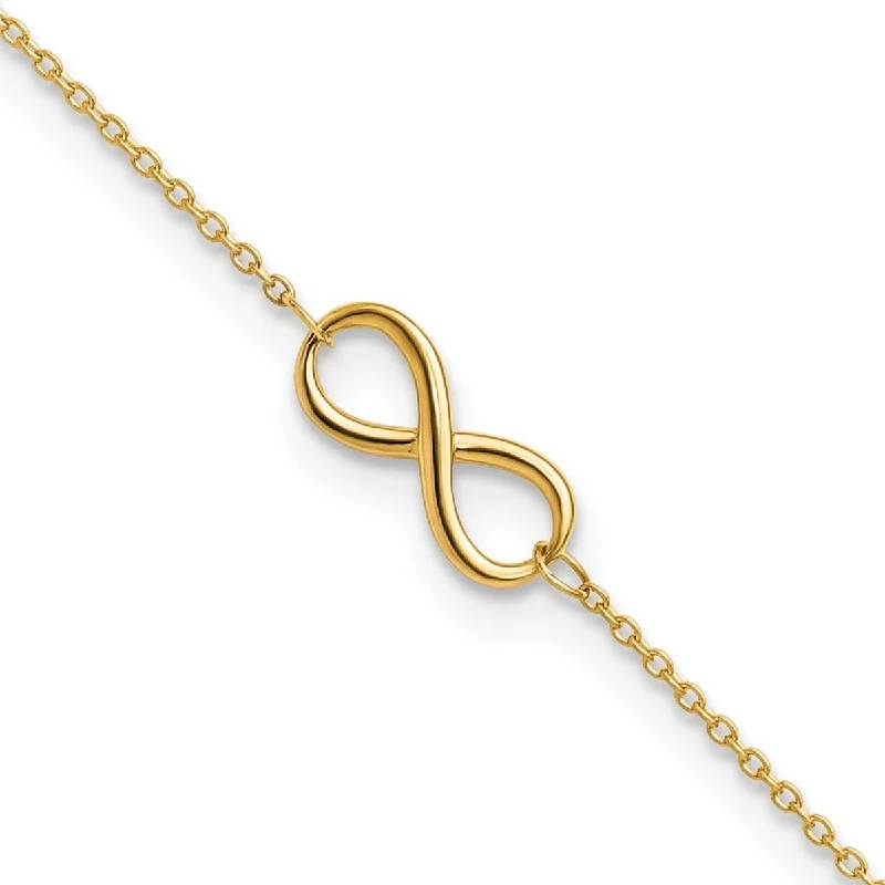 Curata Women's 6mm 10k Yellow Gold Polished Infinity Anklet - 9 Inch