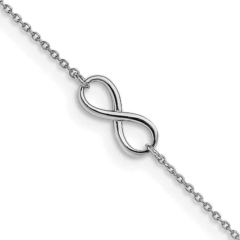 Curata Women's Italian 14k White Gold Polished Infinity Anklet - 9+1 Inch