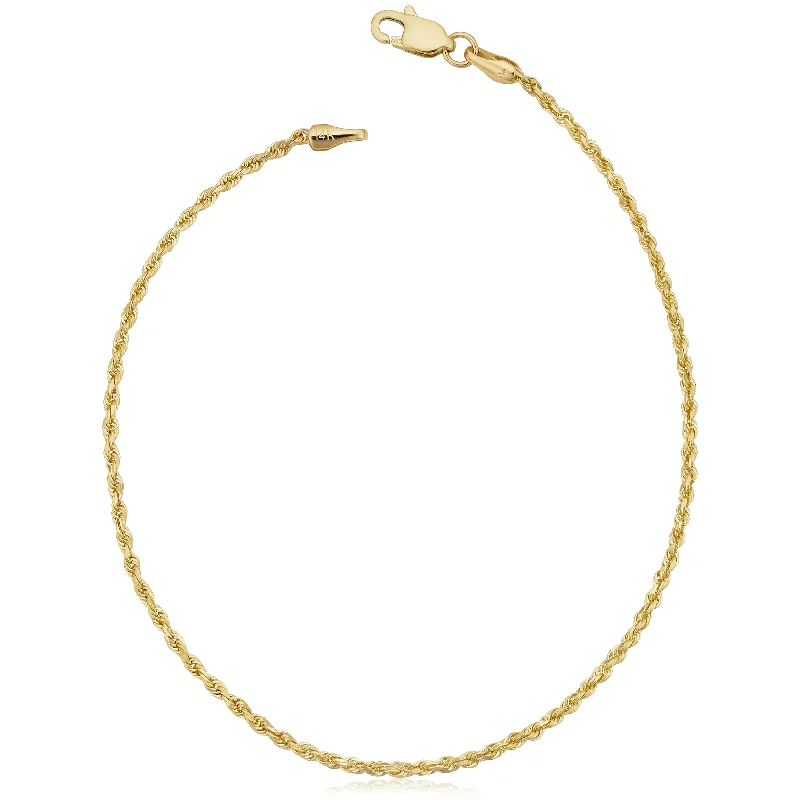 Fremada 14k Yellow Gold 1.5-mm Solid Rope Chain Anklet (10 inches)