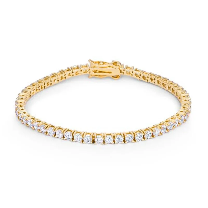 Goldtone Finish Victorian Cubic Zirconia Tennis 7 Inch Bracelet - 7 Inch