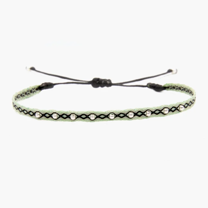 Handmade Silver Purnama Bracelet 26 (Green/Black)