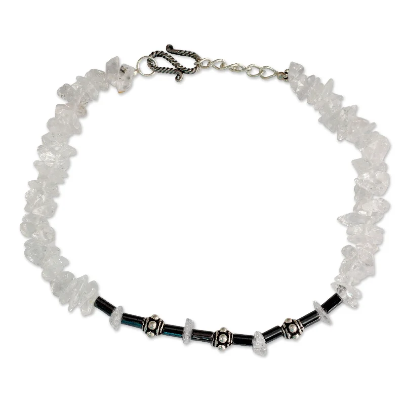 Novica Handmade Ice Princess Quartz And Hematite Anklet - 8' x 11'