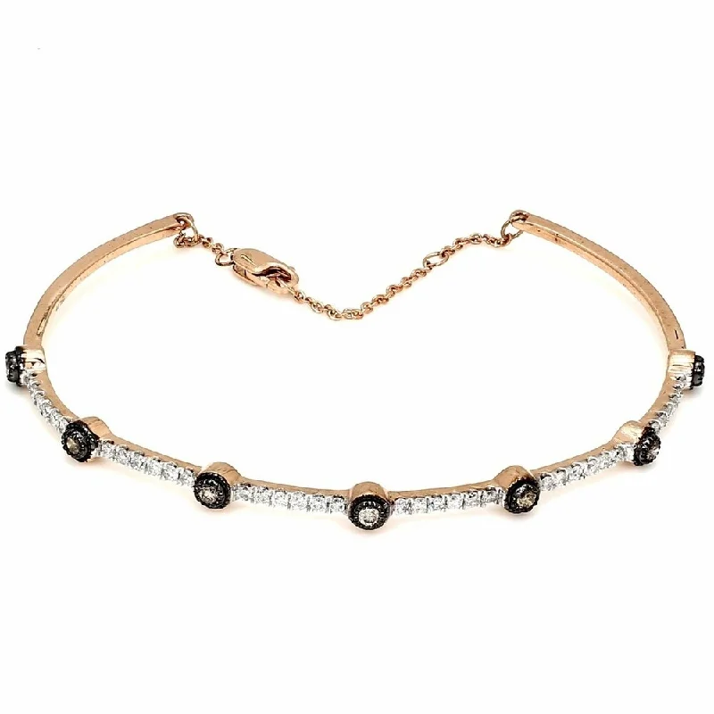 Pompeii3 10k Rose Gold 3/4 ct TDW Champagne & White Diamond Halo Womens Bracelet