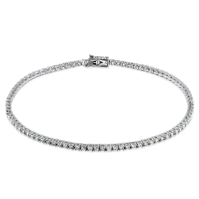 Solid 14k White Gold 1.5mm Diamond Bracelet