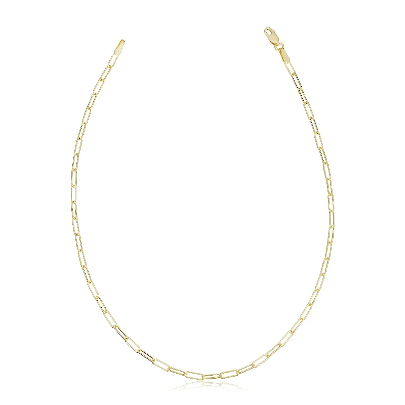 Solid 14k Yellow Gold Polished Paperclip Chain Anklet (2 millimeters, 10 inches)