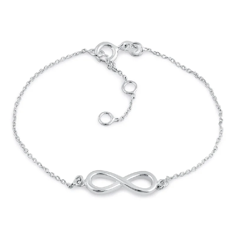 Sterling Silver 7.3mm x19.5mm Infinity Bracelet