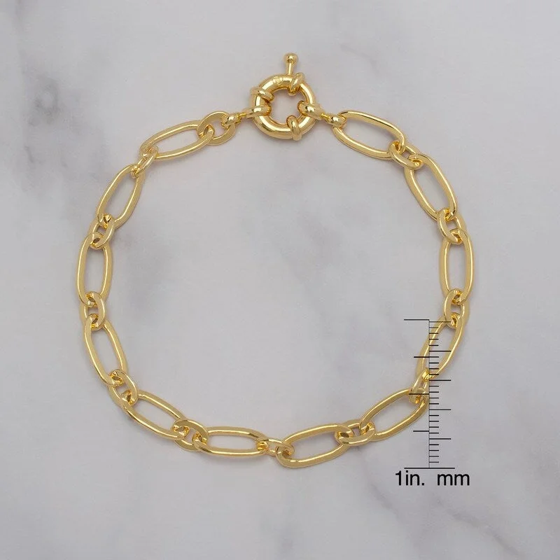 Victoria Townsend Yellow Gold Plated Thin Rolo Link Chain Bracelet