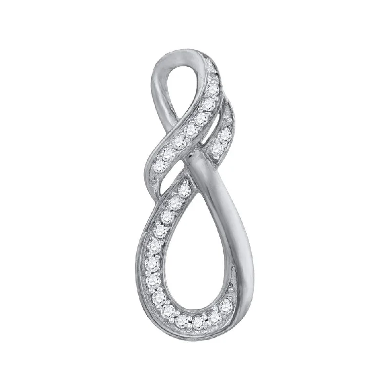 10kt White Gold Womens Round Diamond Twist Fashion Pendant 1/10 Cttw