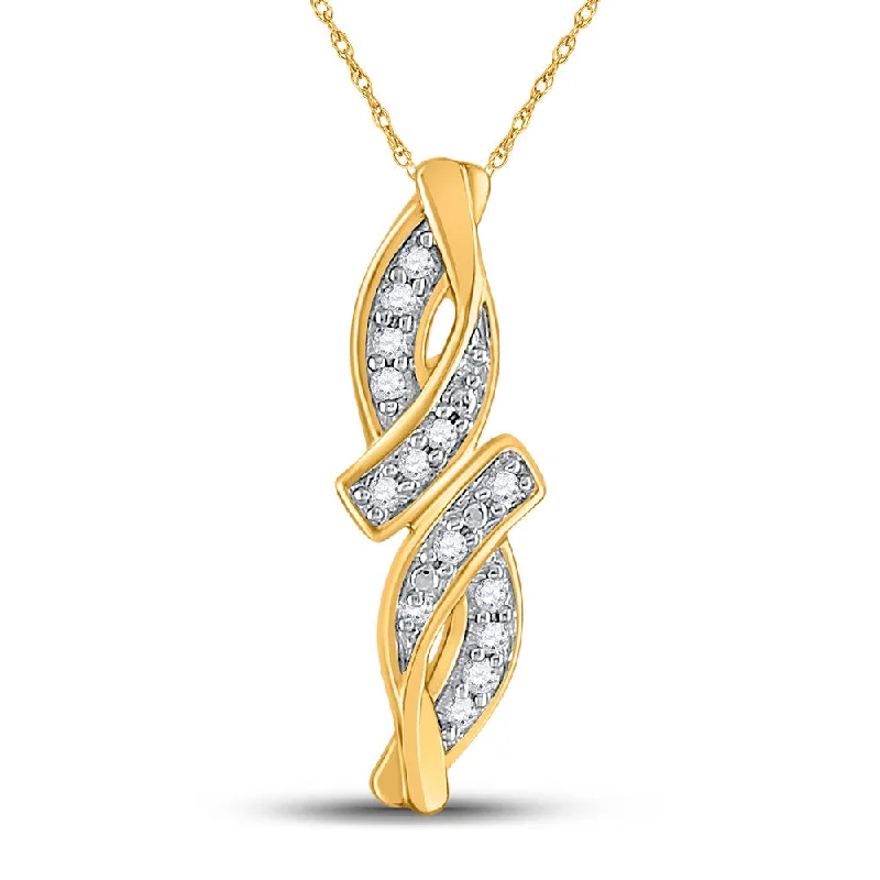 10kt Yellow Gold Womens Round Diamond Bypass Infinity Pendant .02 Cttw