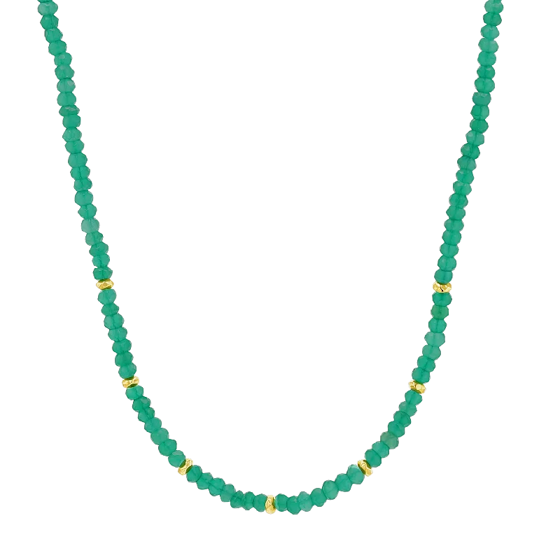 Green Onyx Gold Bead Necklace