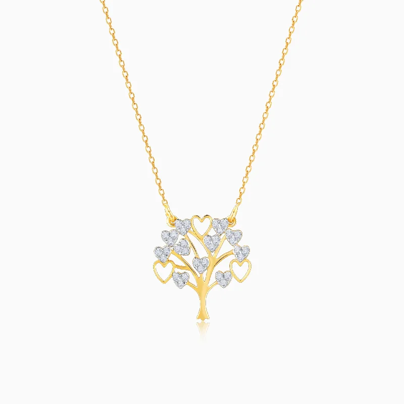 Gold Tree of Hearts Diamond Necklace