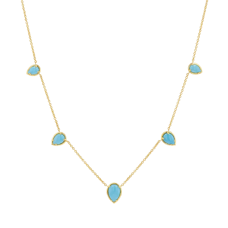 Turquoise Tear Drop Strand Necklace