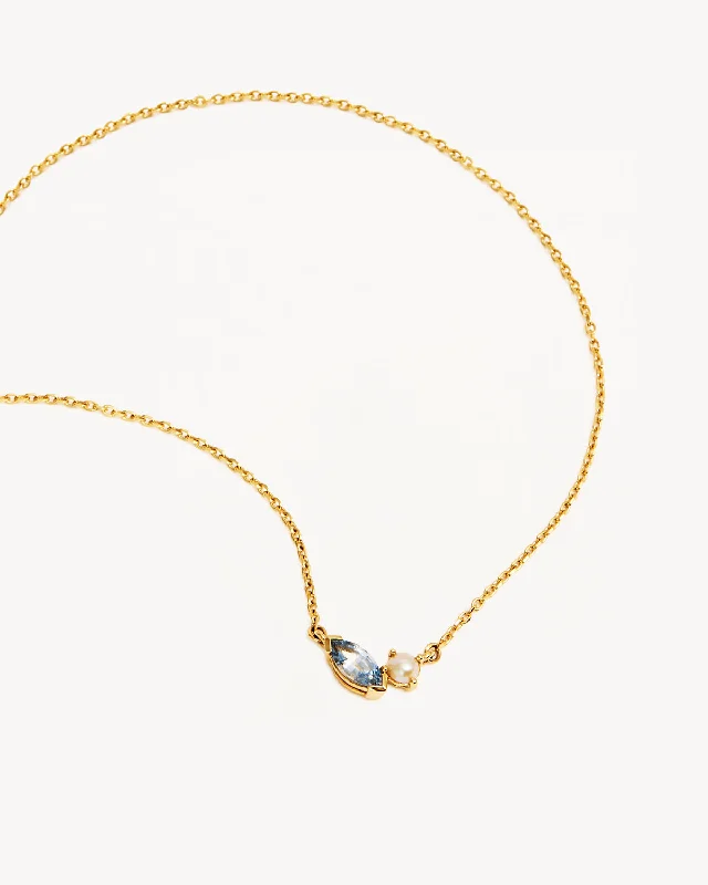 14k Solid Gold Into The Blue Necklace