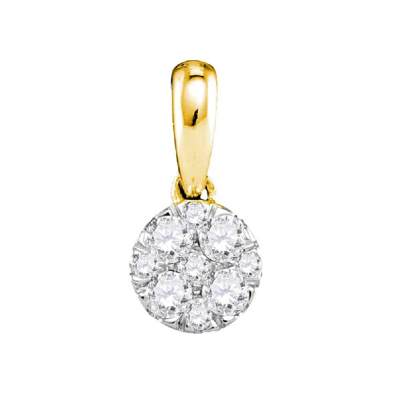 14kt Yellow Gold Womens Round Diamond Circle Cluster Pendant 1/4 Cttw