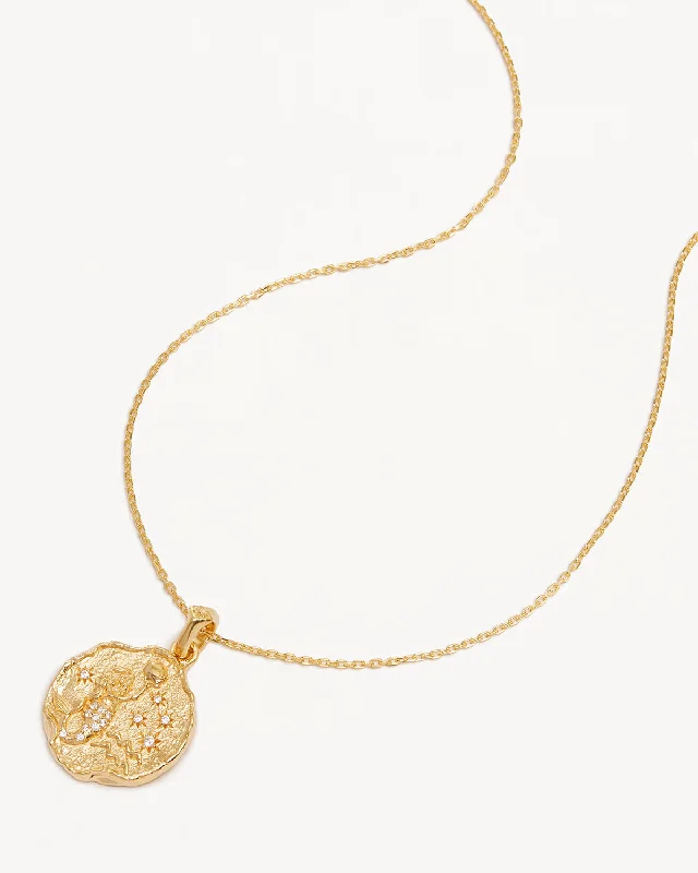 18k Gold Vermeil She is Zodiac Necklace - Aquarius