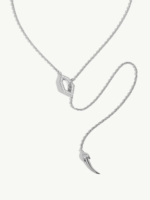 Amanti Hexagon Pendant Lariat Necklace With Pavé-Set Brilliant Diamonds In 18K White Gold