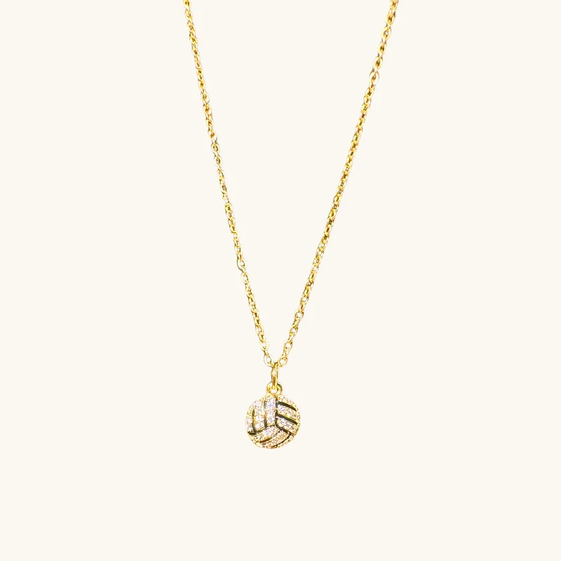 MVP Gold Diamond Volleyball Necklace