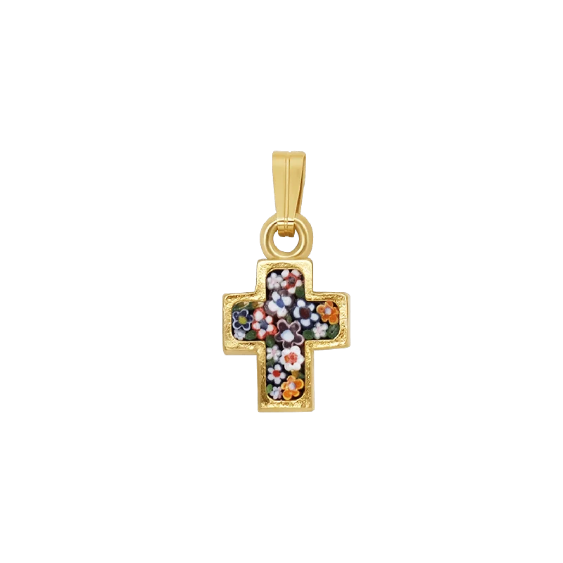 CROSS PENDANT - MICROMOSAIC JEWELRY - GOLDEN SILVER