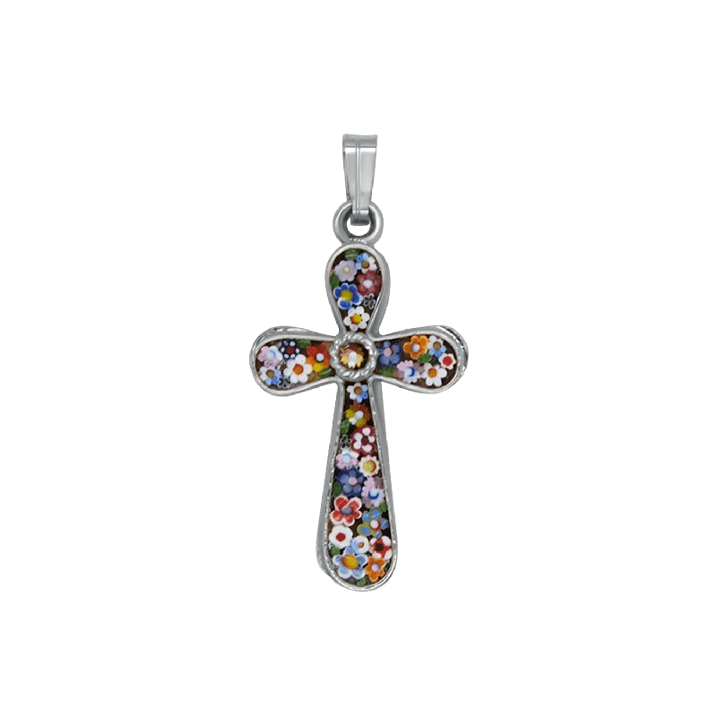 CROSS PENDANT - MICROMOSAIC JEWELRY - SILVER