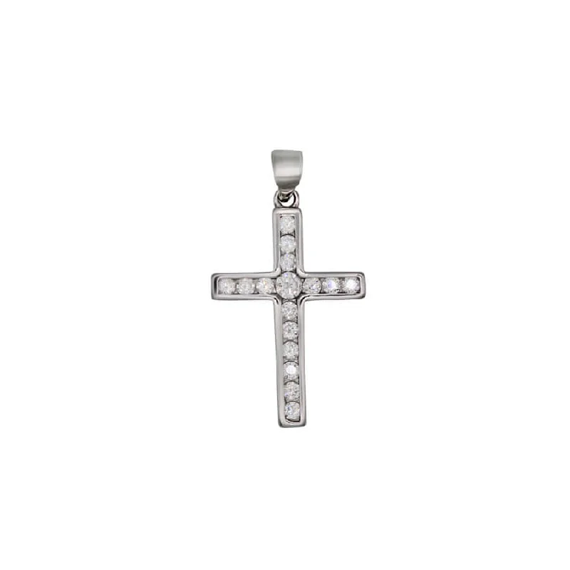 CROSS PENDANT - SILVER AND ZIRCONIA