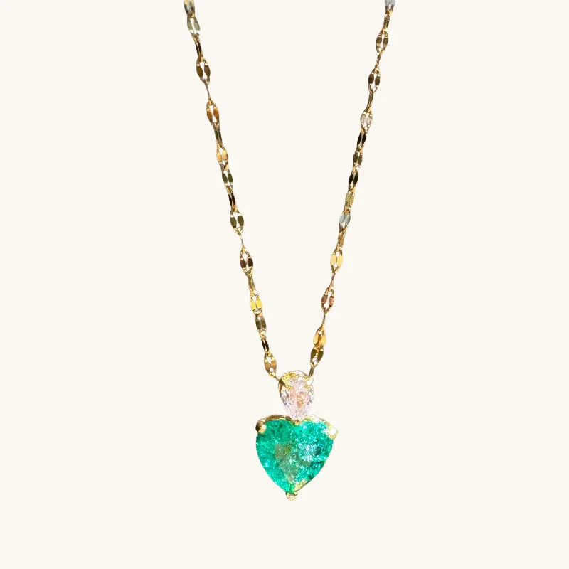 Emerald Crystal Heart Necklace