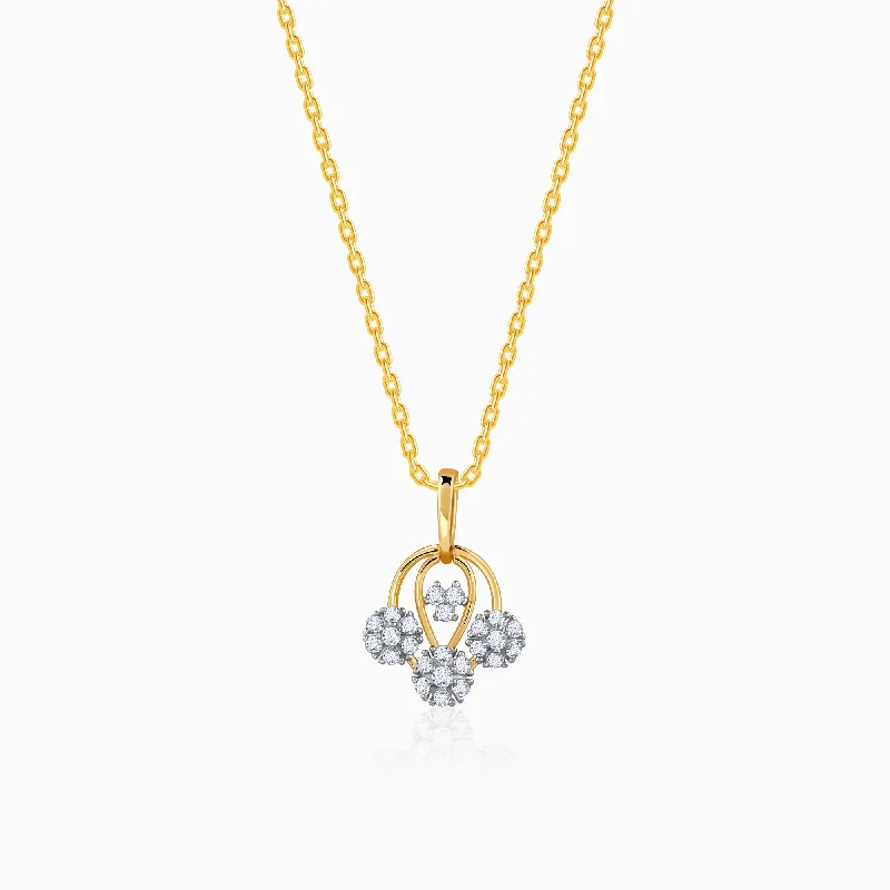 Gold Graceful Lotus Diamond Pendant