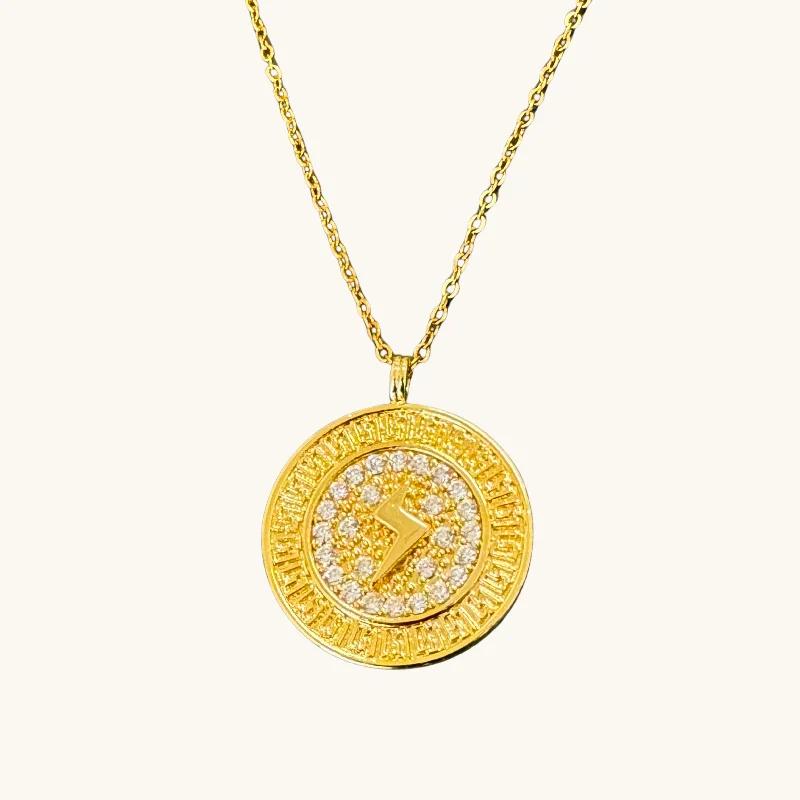 Lightning Bolt Medallion Necklace