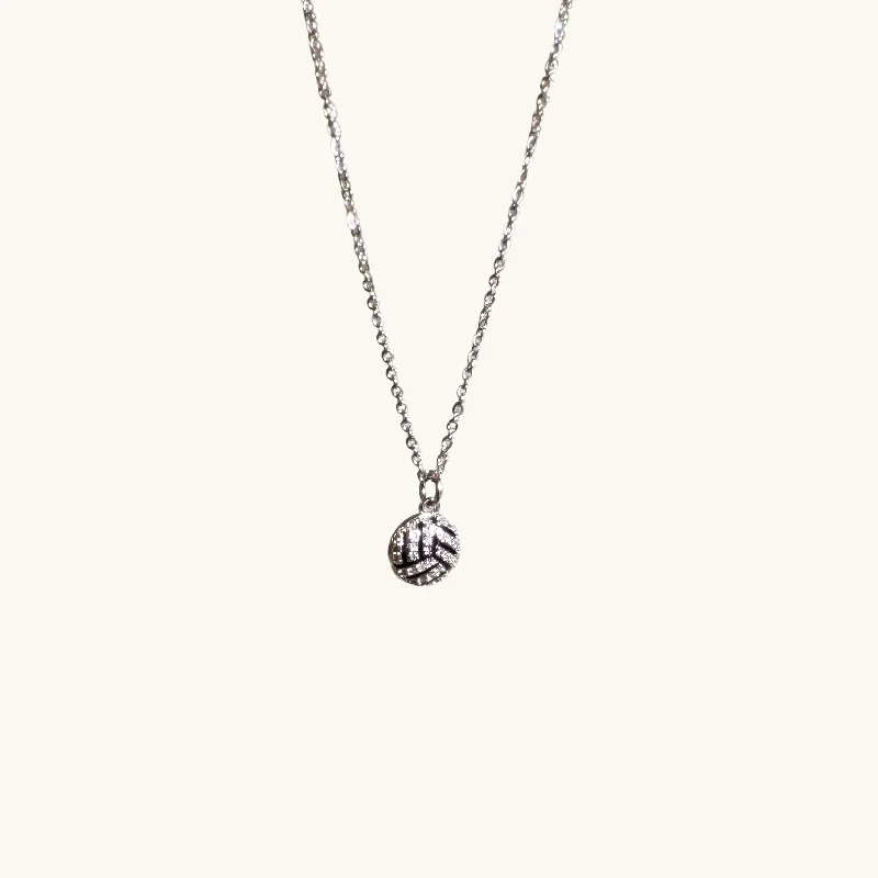 MVP Silver Diamond Volleyball Necklace