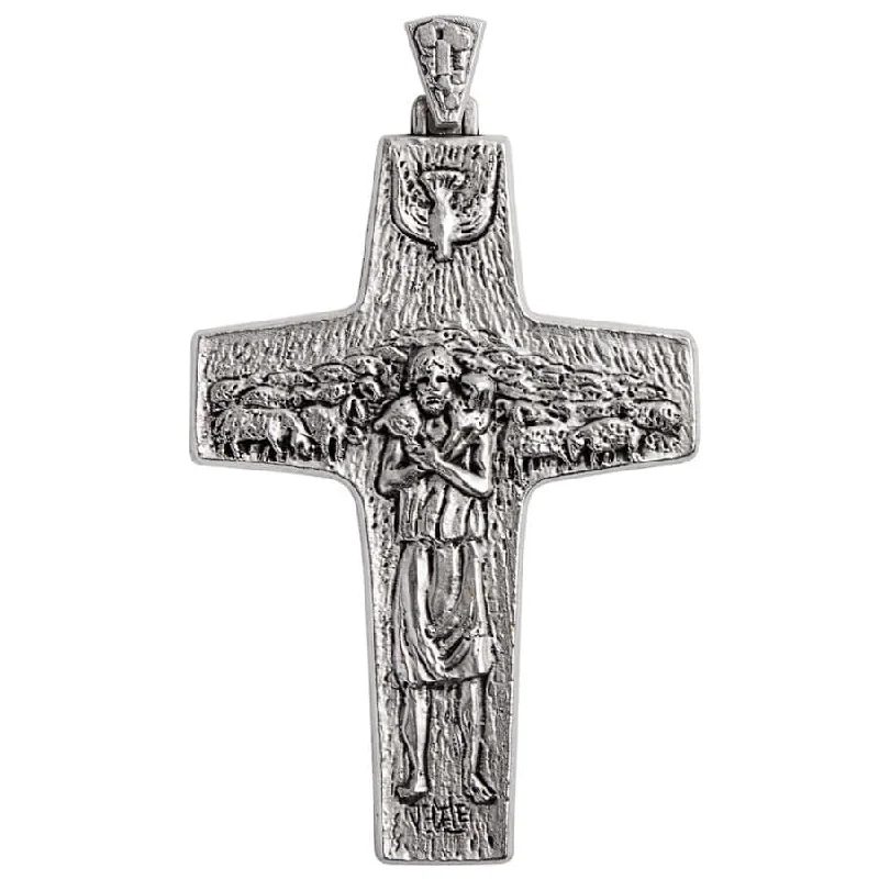 POPE FRANCIS - GOOD SHEPHERD CROSS - SILVER