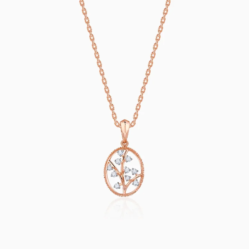 Rose Gold Inspiring Tree Diamond Pendant