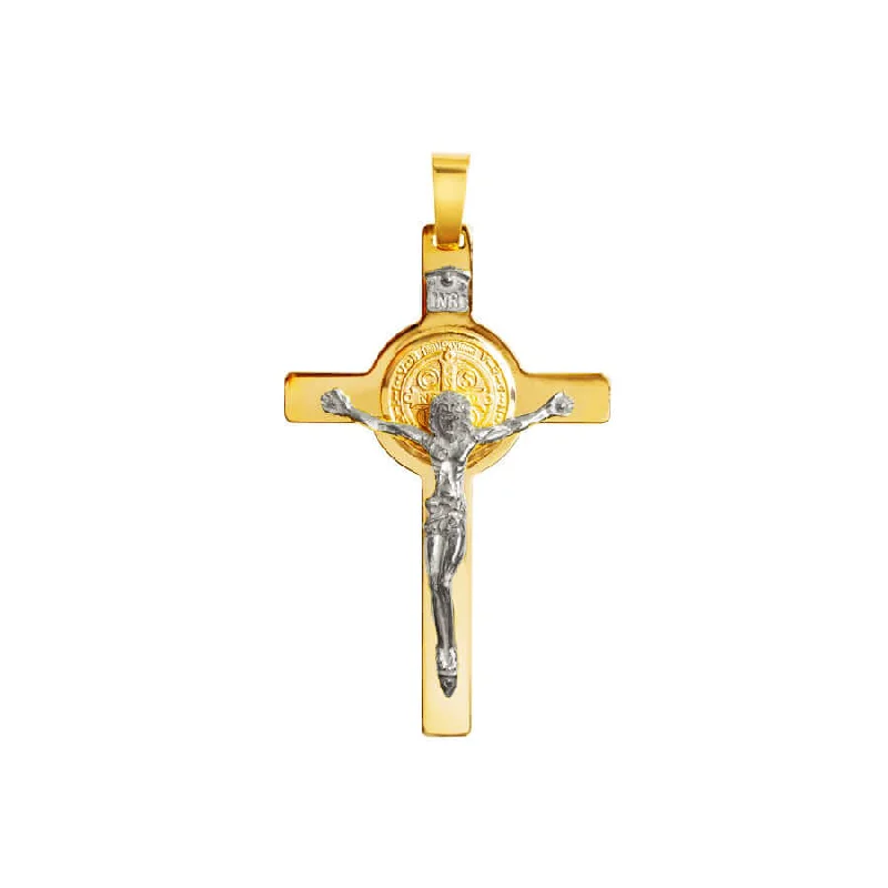 SAINT BENEDICT - CRUCIFIX PENDANT - BICOLOR GOLD