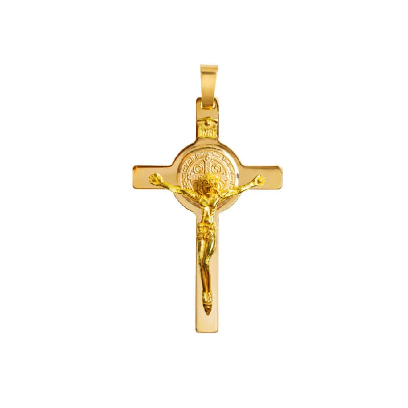 ST BENEDICT - CRUCIFIX PENDANT - VERMEIL SILVER